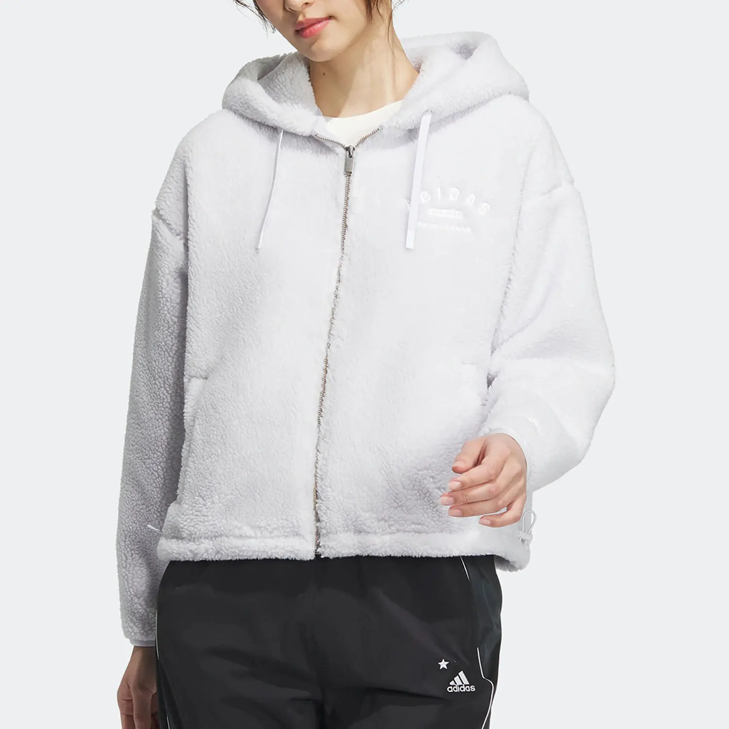 

Adidas Original New Women's Faux Shearling Hooded Jacket IK3478