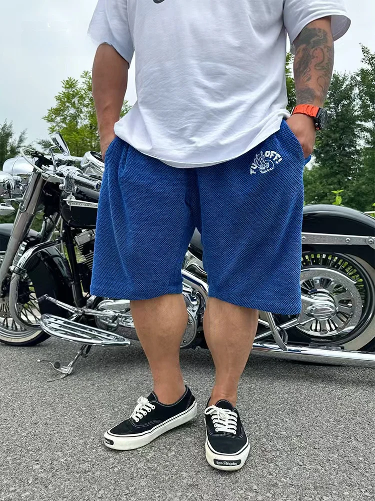 NE Nuclear Explosion Large Size Casual Lightweight Breathable Summer Shorts Men's Fish Scale Pattern Mesh Six-Pointed Pants
