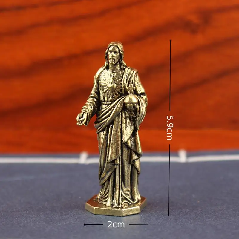 Handmade Brass God Statue Vintage Style Desktop Decor Creative Cross Border Craft Artwork Small Copper Figurine Home Ornament