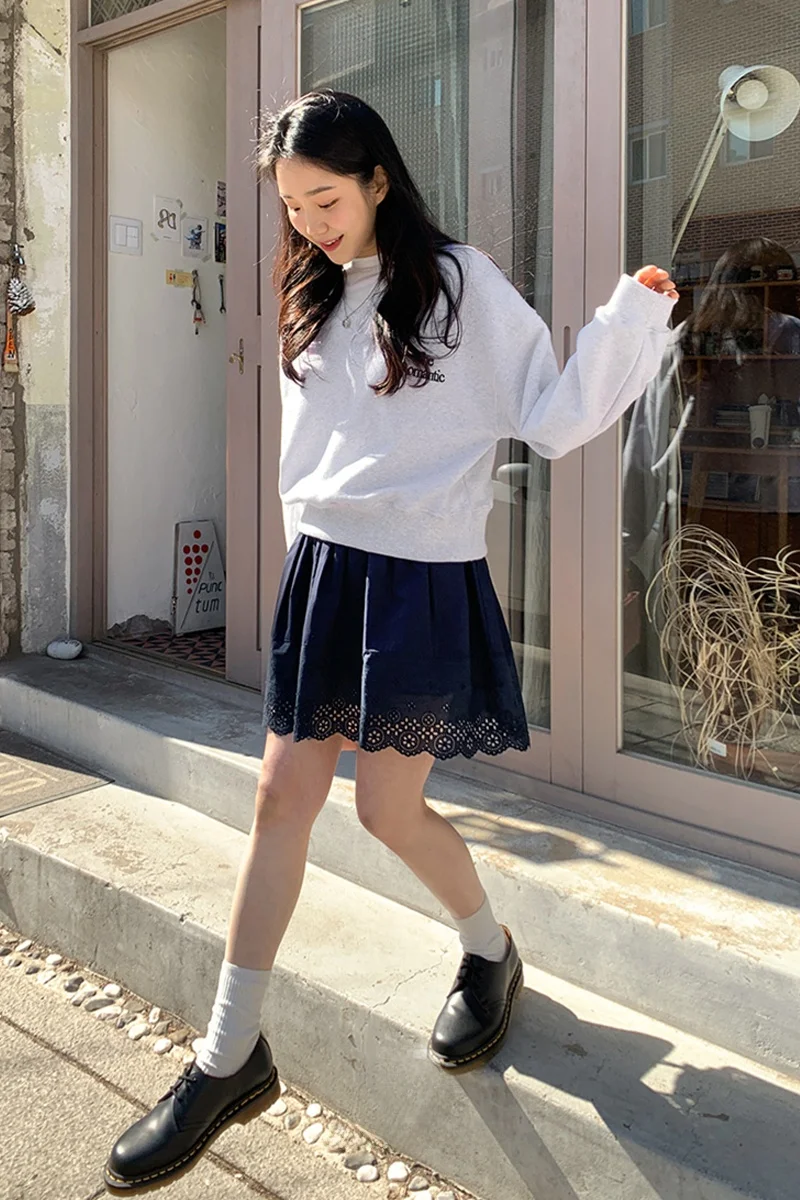 

Шикарная юбка трапециевидной формы с кружевной отделкой и эластичной резинкой на талии, женская модная весенняя новая юбка Agel Match, хлопковая юбка в Корейском стиле