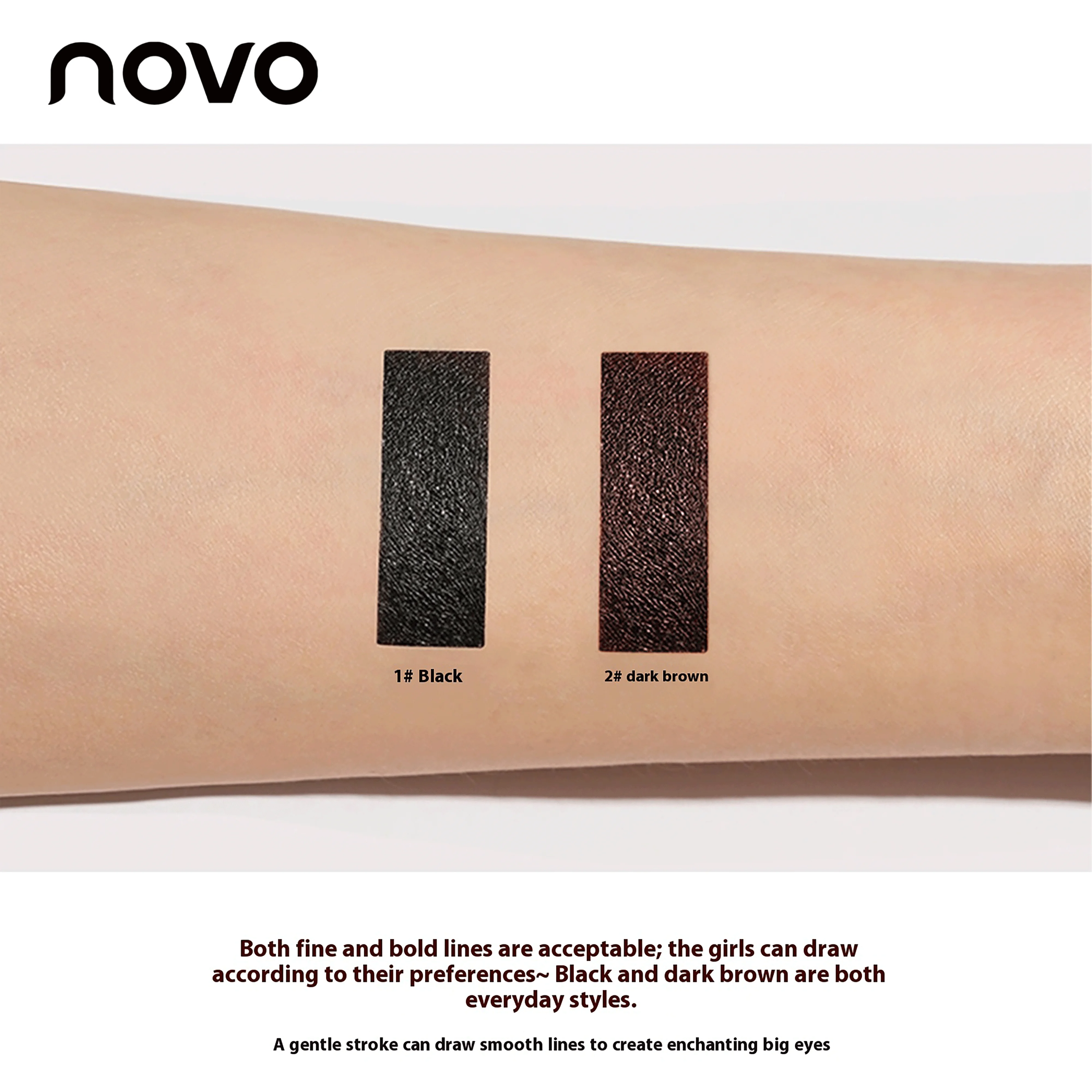 قلم كحل NOVO مقاوم للماء والعرق مع تركيبة ملونة سريعة التي يبقى ولا يتلطخ. #6