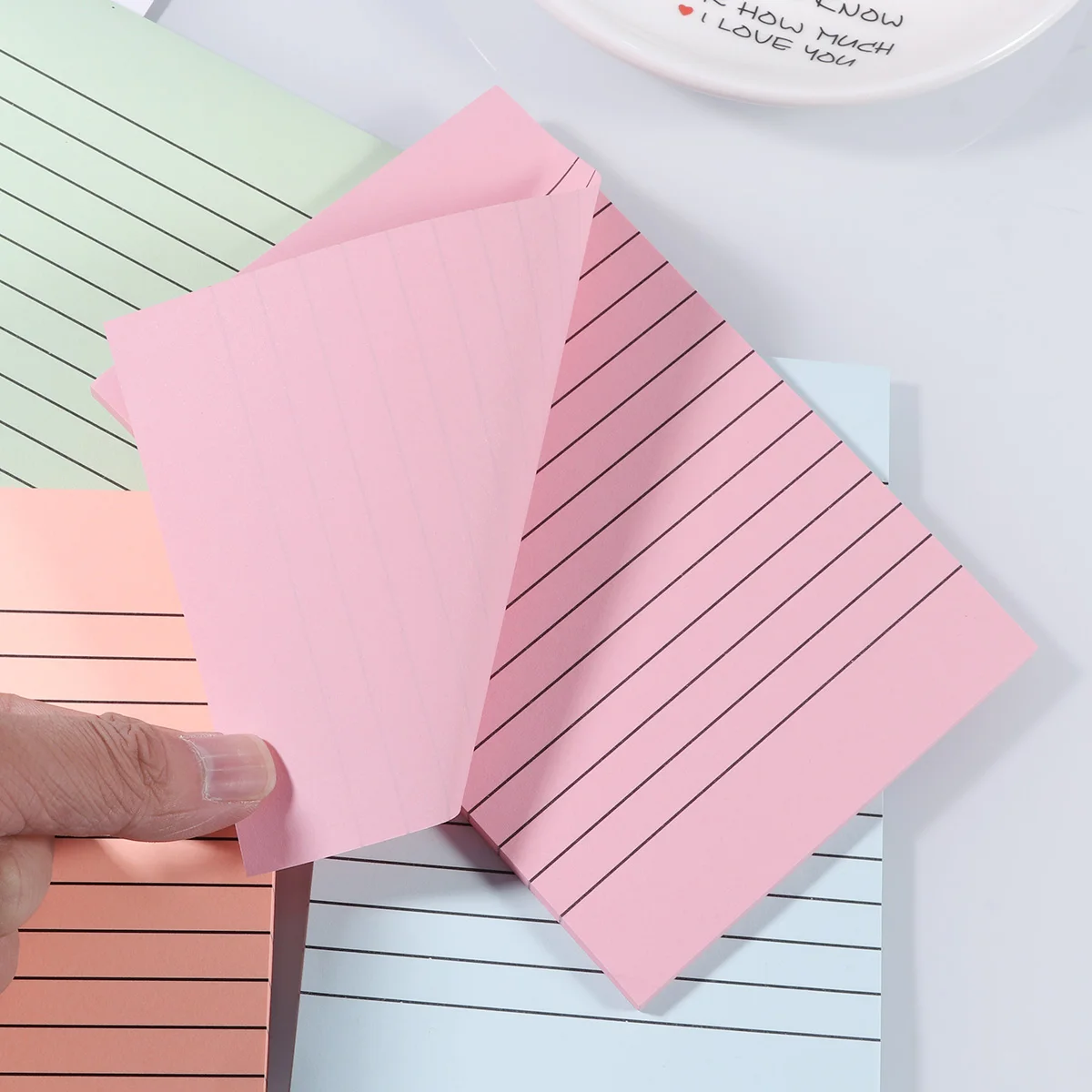 

5Pcs A6 Colorful Striped Self-Stick Memo Pads Portable Stationery for Office Home School Use Striped