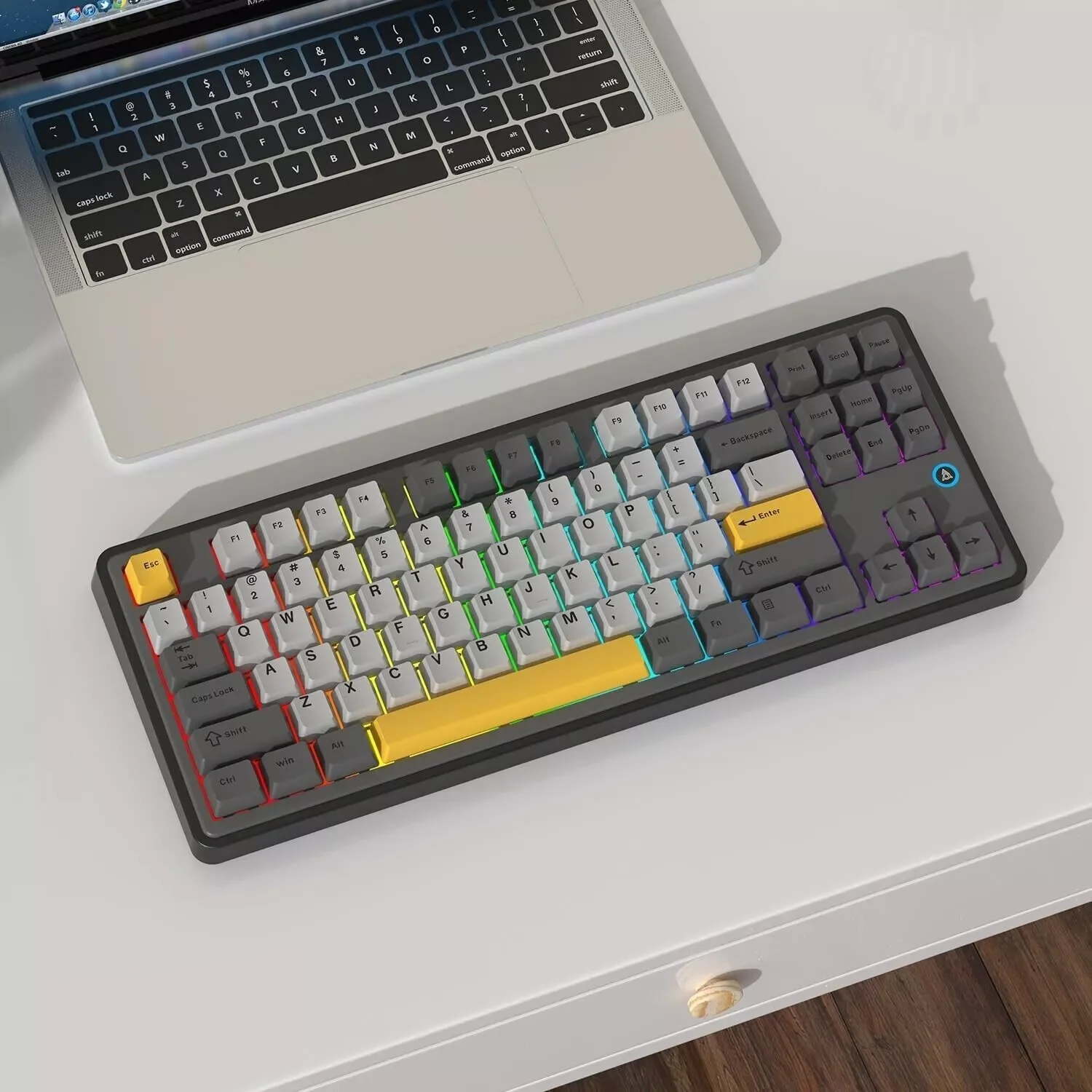 Ak870 RGB Teclado mecánico para juegos intercambiable en caliente 84 teclas inalámbrico Bluetooth 2,4G teclados con cable TFT para ordenador portátil PC de escritorio