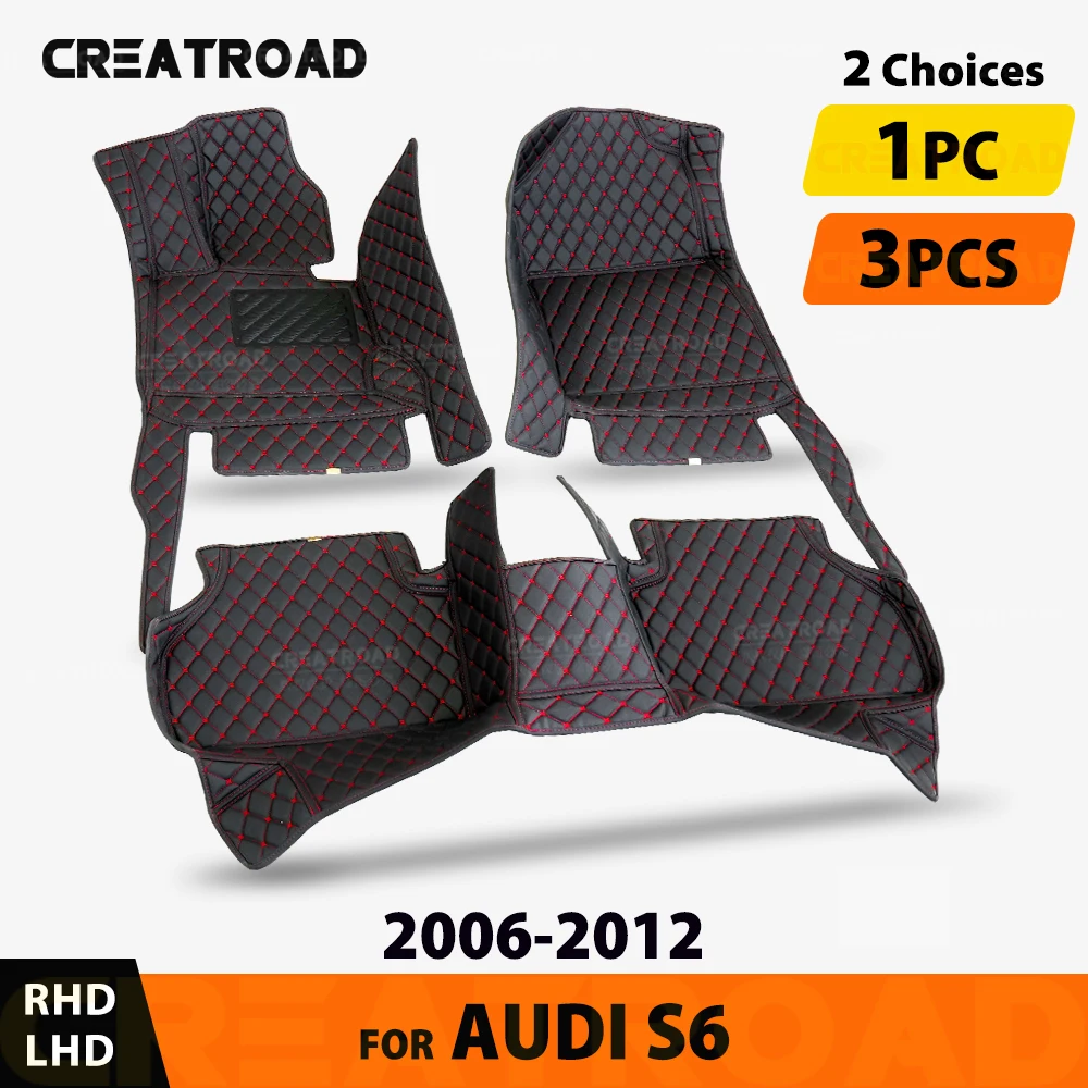 Custom Car Floor Mats For Audi S6 2006-2012 11 10 09 08 07 Automobile Carpet Cover Interior Details Accessories Protective Pad