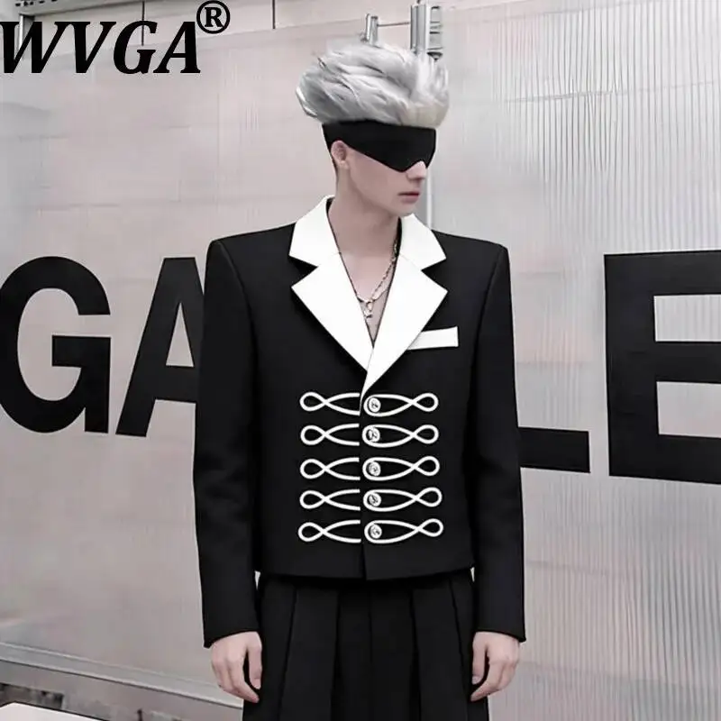 WVGA Spring Autumn New Men Color-Contrast Unique Design High-End Trendy Short Jacket Niche Chic Casual Long Sleeve Blazer W25391