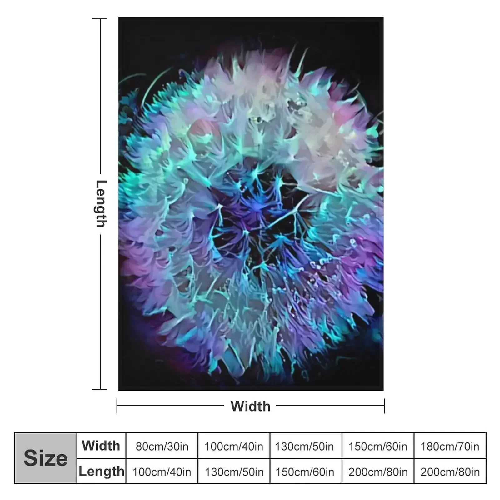 New Blacklight Abstract: Dandelion Throw Blanket christmas gifts christmas decoration Large Blankets