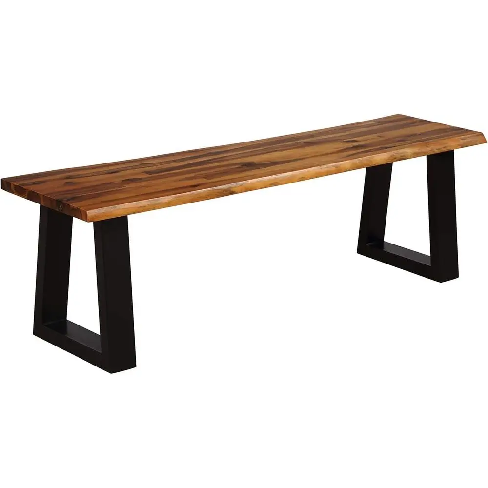

Rustic Wooden Bench with Brown and Black Finish for Indoor & Outdoor Dining