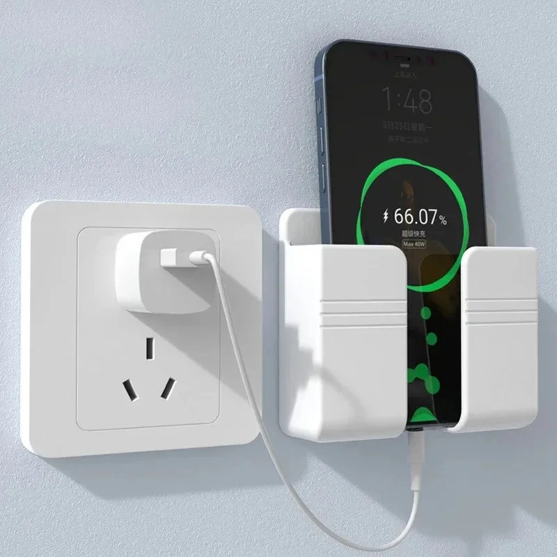 1/3/6pcs Wall Mounted Storage Box Remote Control Mobile Phone Wall Mounted Multifunctional Charging Socket
