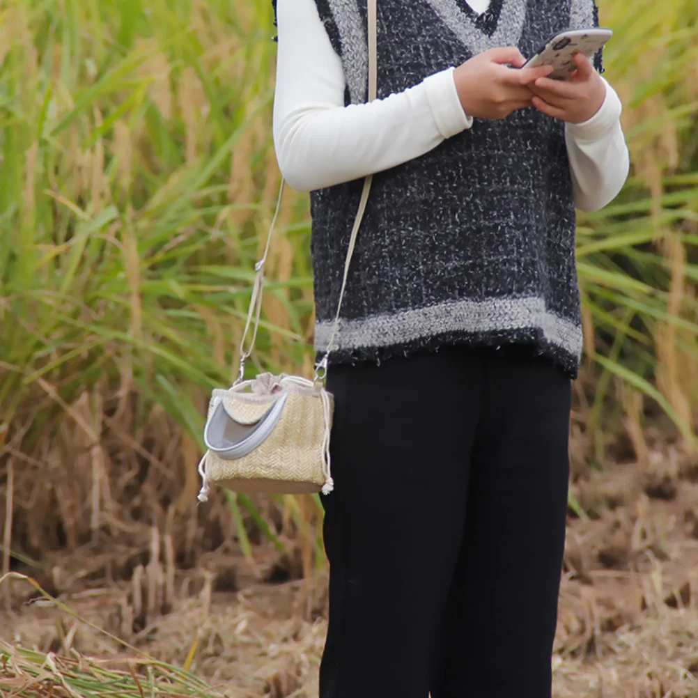 

1Pcs Pet Carrier Portable Oblique Straw-Woven Small Pet Travel Bag Breathable Hamster Carrier Outdoor Carry Bag