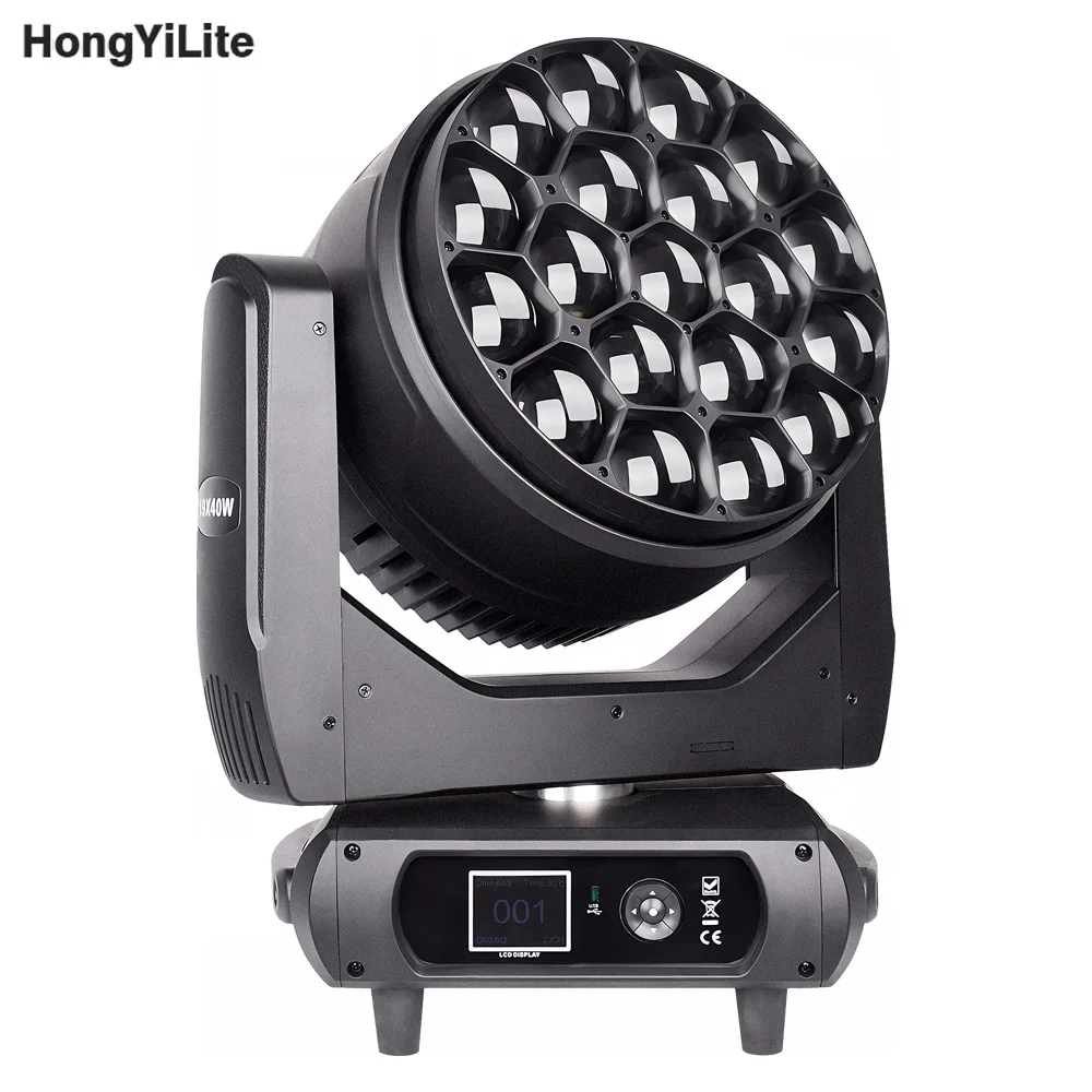 

HongYiLite 19x40W Bee Eyes Effect Light K15 Style Motorized Mirror DMX512 102Ch CTO Dyeing Beam for Stage Concert Festival