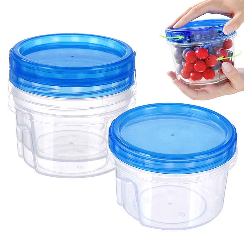 Round Plastic Containers With Lids, Reusable Small Freezer Storage Container Jars With Screw Lid Microwave Safe For Food Snacks