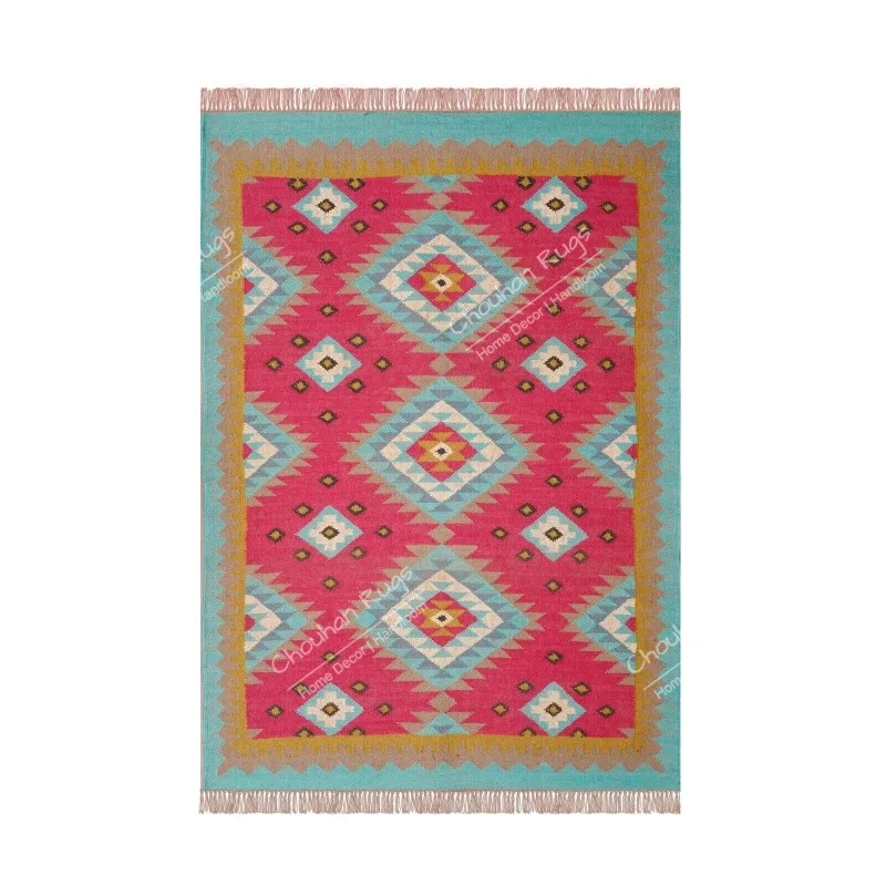 

Modern Kelim Area Rug Kilim Carpet Hand Weaved Wool Jute Oriental Flat Weave