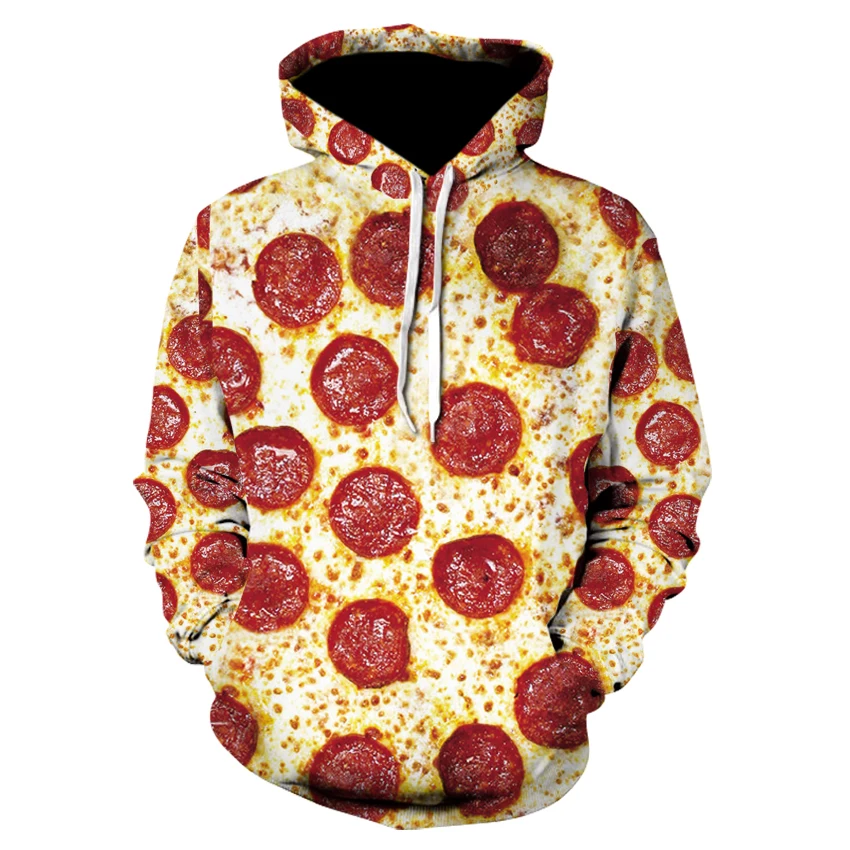 

New Harajuku Fashion Casual Sweatshirts Unisex 3d sweatshirt Cheese Sausage Pizza Hoodies funny Pullovers graphic streetwear y2k