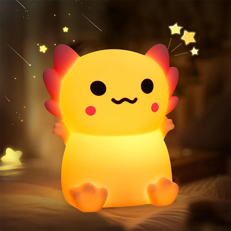 

Axolotl Silicone Nursery Night Light, Cute Lights Gifts Rechargeable Bedroom Lamp Bedside Lamps with Touch Sensor