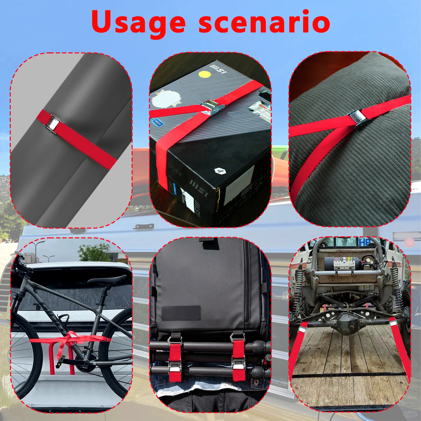 10pcs 2M Zinc Alloy Pressure Buckle Pallet Cargo Straps Luggage Fixed Car Fixed Tightener Tensioner Straps Ratchet Tie-Down Belt image 4