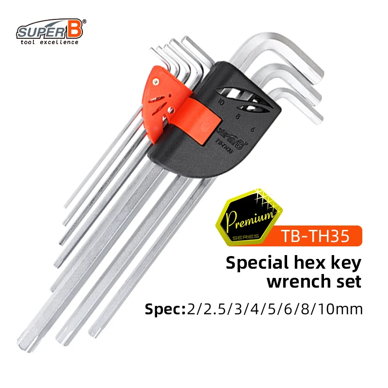 SUPER B TB-TH35 Hex Key Wrench Set L-shaped Allen Wrench 2/2.5/3/4/5/6/8/10 mm Spanner Saver For Stripped Or Damaged Hex Bolts