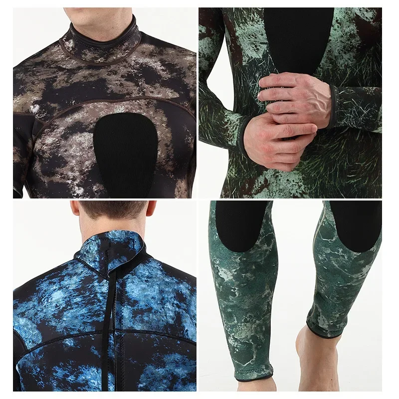 Men's Neoprene Wetsuit, One Piece Camouflage Swimsuit, Full Body, Swimming Surfing, SCR Suit,3mm Scuba Diving Suit Duceo