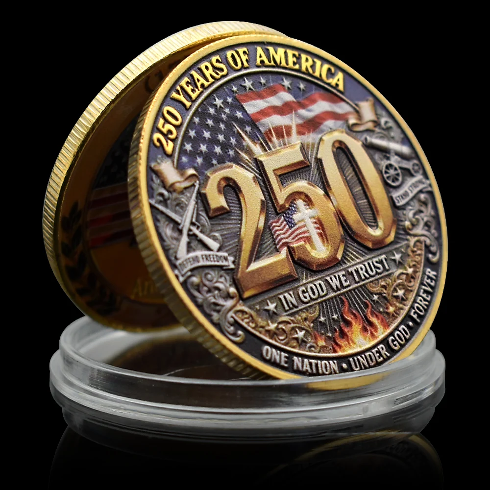 

USA 250th Anniversary Commemorative Coin 1776–2026 In God We Trust American Eagle Patriotic Collectible Gift Souvenir