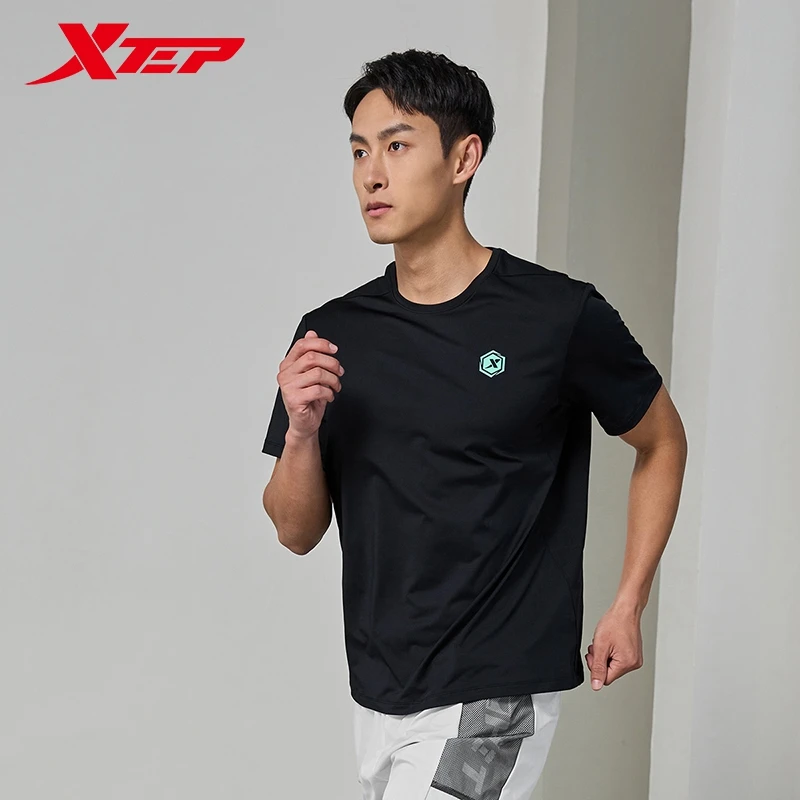 Xtep Short Sleeve Knitted Shirt For Men 2024 Summer Quick-Drying Men\'s T-shirt Sports Breathable Soft Outdoor Tops 876229010173