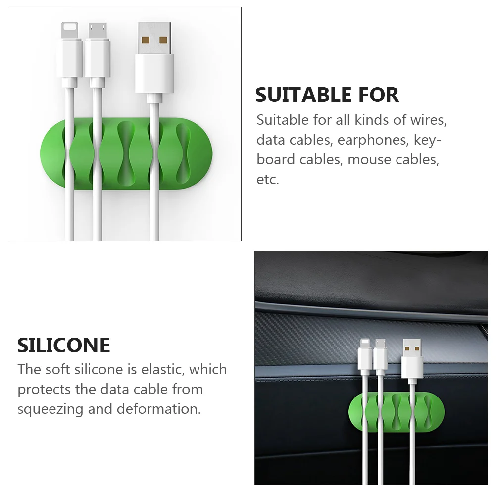 

4 PCS Wire Fixer Desktop Cord Clips Cable Holders for Cords Silicone Organizer Silica Gel Miss