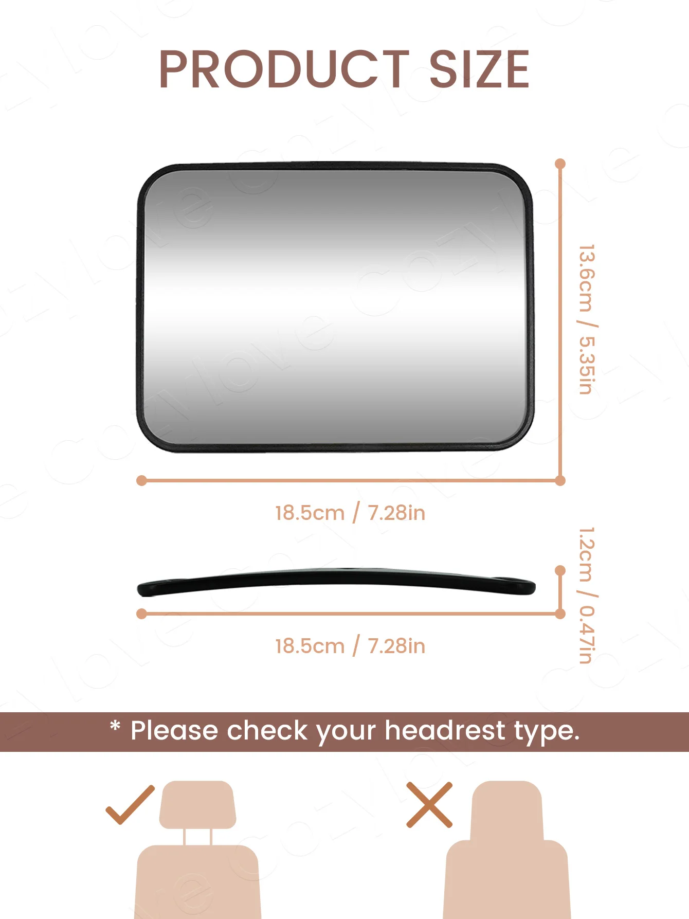 مرآة سيارة للأطفال مقاومة للكسر - مرآة مراقبة خلفية بزاوية واسعة مع أحزمة قابلة للتعديل، تصميم محدب للأمان