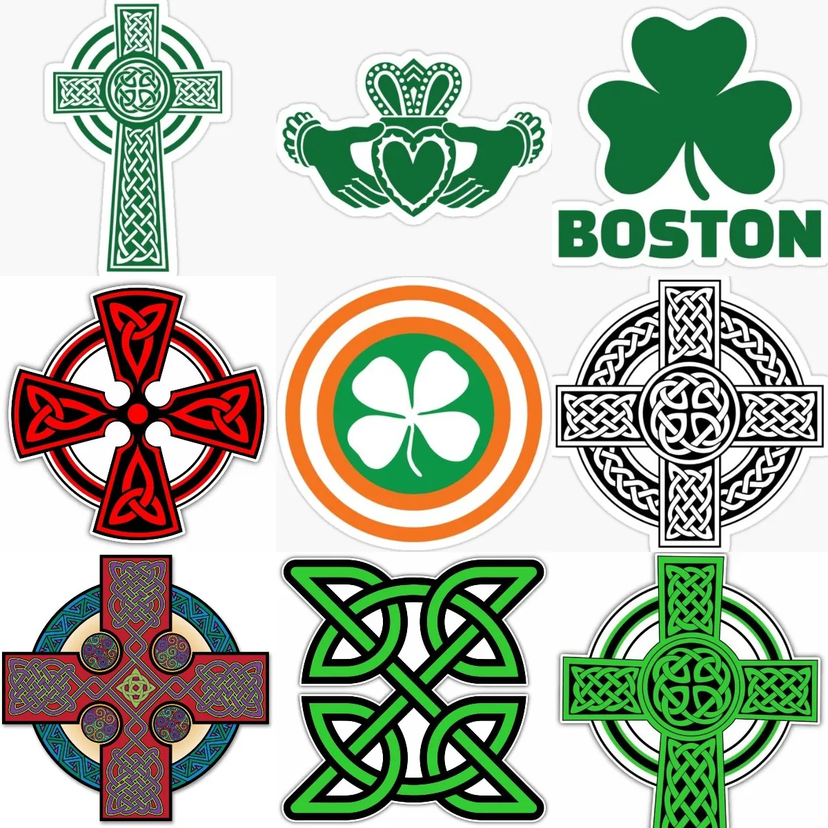 Ireland IRE Flag Luck Clover Celtic Cross Sticker for Covered Scratch Decorate Car Helmet Motorcycle Camper Van Bicycle Truck