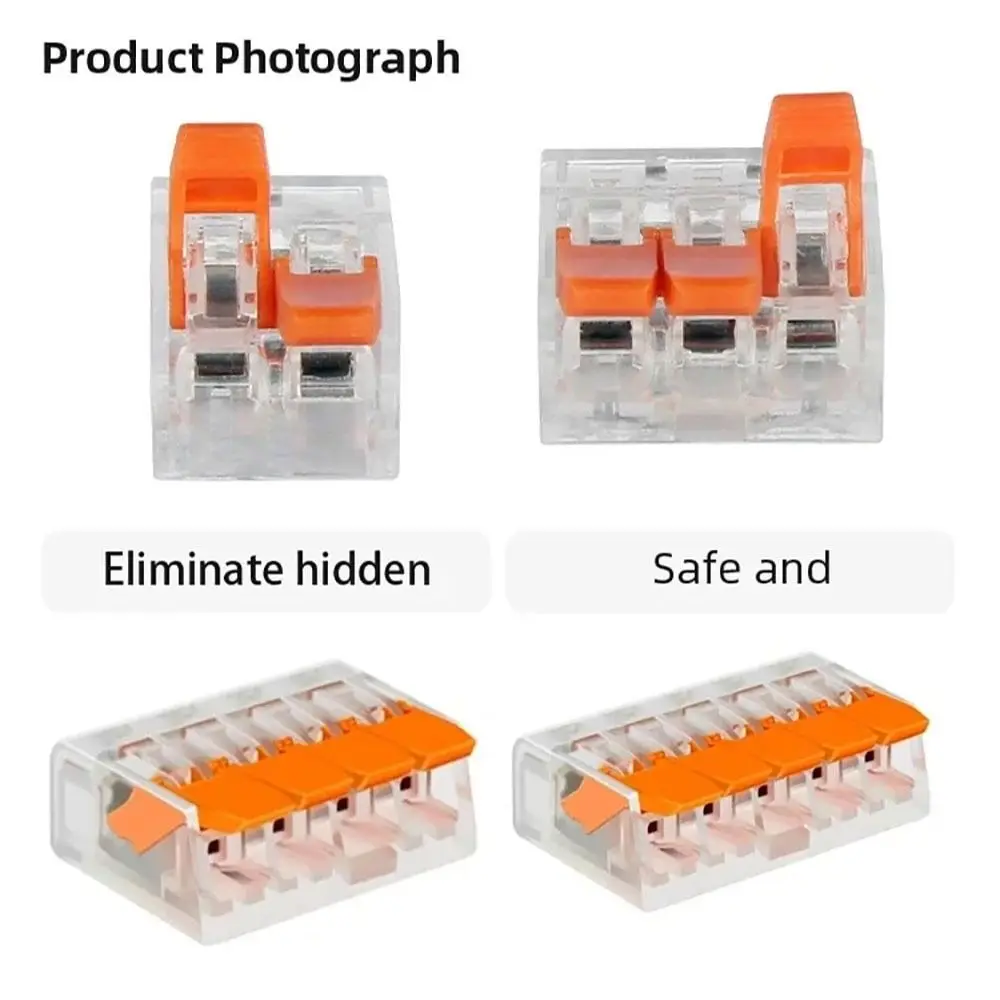 10Pcs 2/3/4/5 Pins Electrical Wire Connector Push-in 41 Series Quick Terminal Block Universal Conductor Compact Splicing