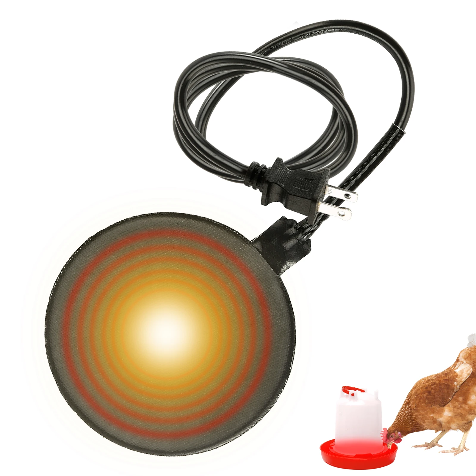Chicken Water Heater for Winter 20W Silicone Freeze Proof Poultry Waterer Heated Base with 5.9FT Power Cord