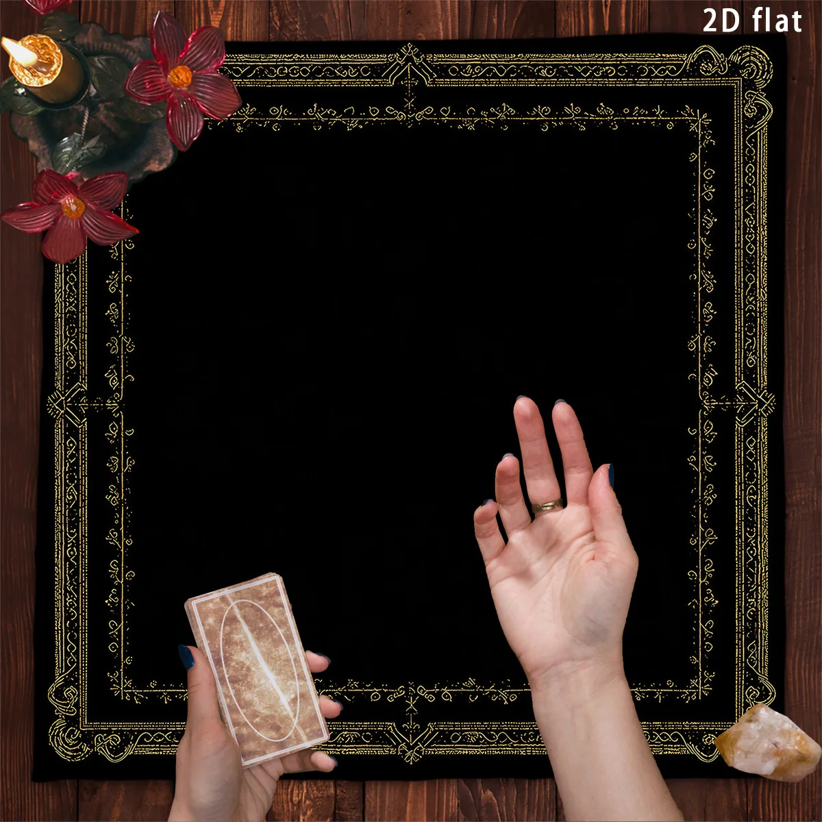 50/75/110/137cm Tarot-Matte Tarot-Tischdecke Vintage Goldrand Wahrsage-Altartuch Ranken-Tarot-Tischdecke Spirituelles Orakel