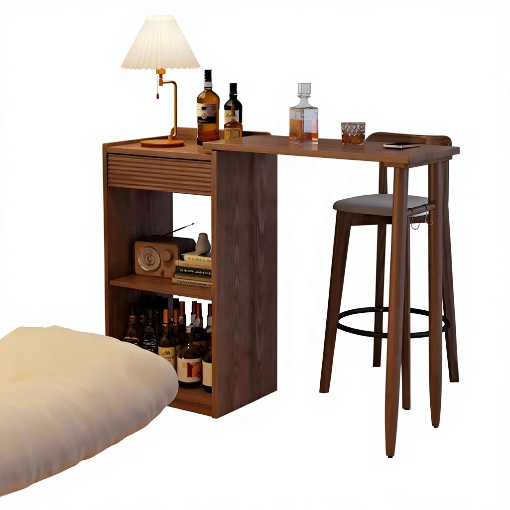 #US Stock Wood Modern Counter Height Bar Table With Rotating Top Extendable Dining Table For Small Spaces & Apartments BZ003