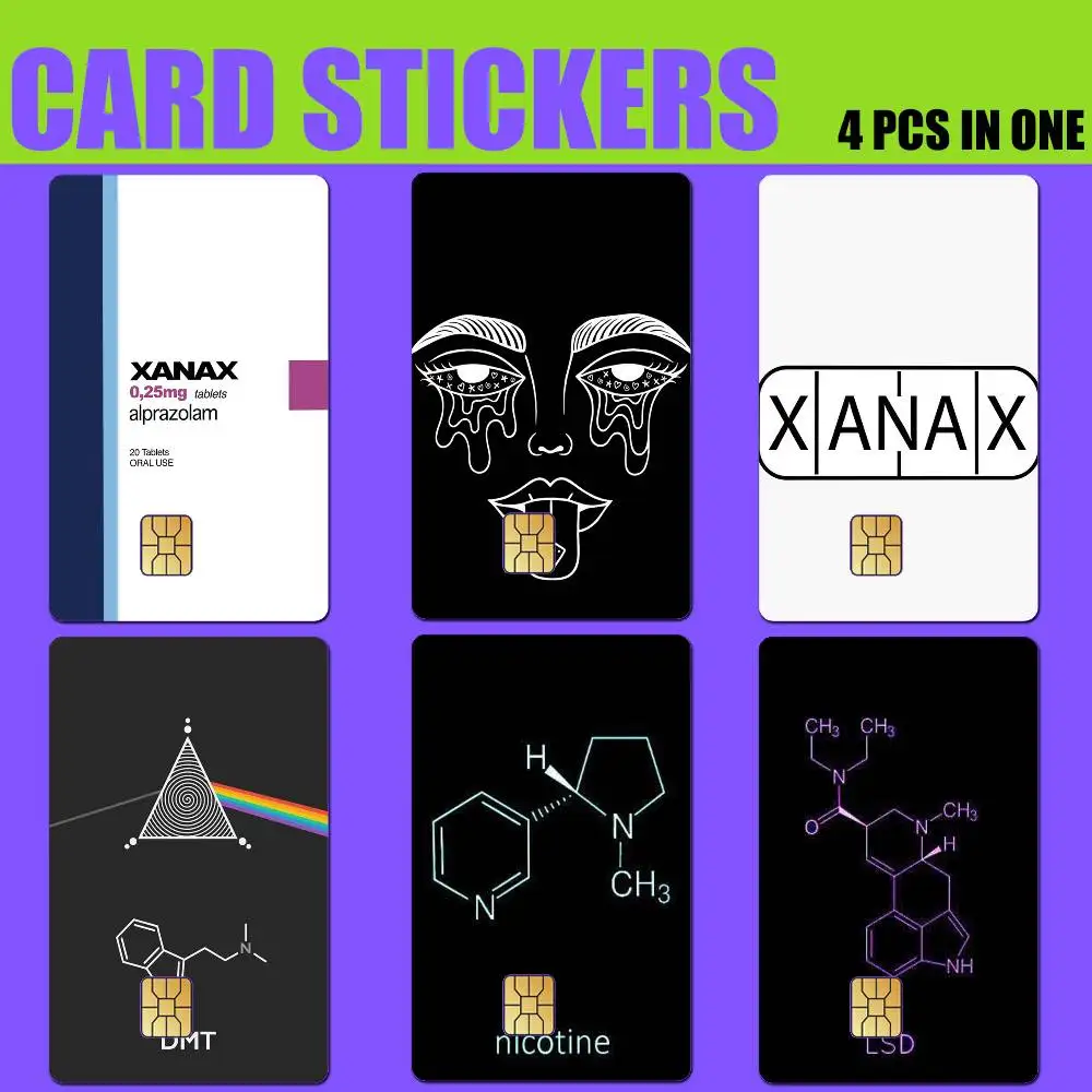 

OVERDOSE Pills Chemical Equation Card Stickers for Bank Access Protective Waterproof Film Cover Sticker Gift