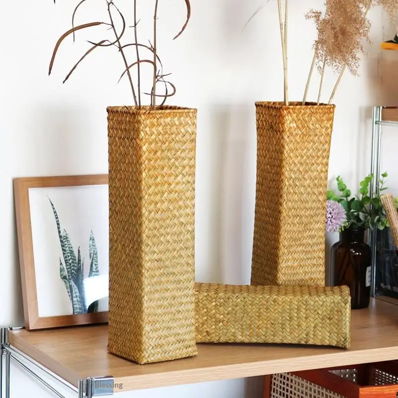 Handmade Woven Flower Basket Vase for Wedding Table Centerpiece Perfect for Rustic Boho Floral Arrangements Home Decoration