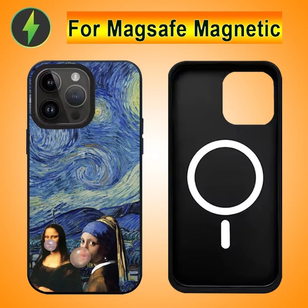 Leonardo Da Vinci Mona Lisa Phone Case For IPhone 15 14 13 16 Pro Max 11 12 Mini Alex Mirror For Magsafe Wireless Charging Cover