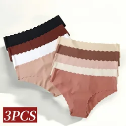 3Pcs/Set Ice Silk Panties Women Low Rise Briefs Female Underpants Invisible Underwear Sexy Lingerie Seamless Bottoms XS-XL