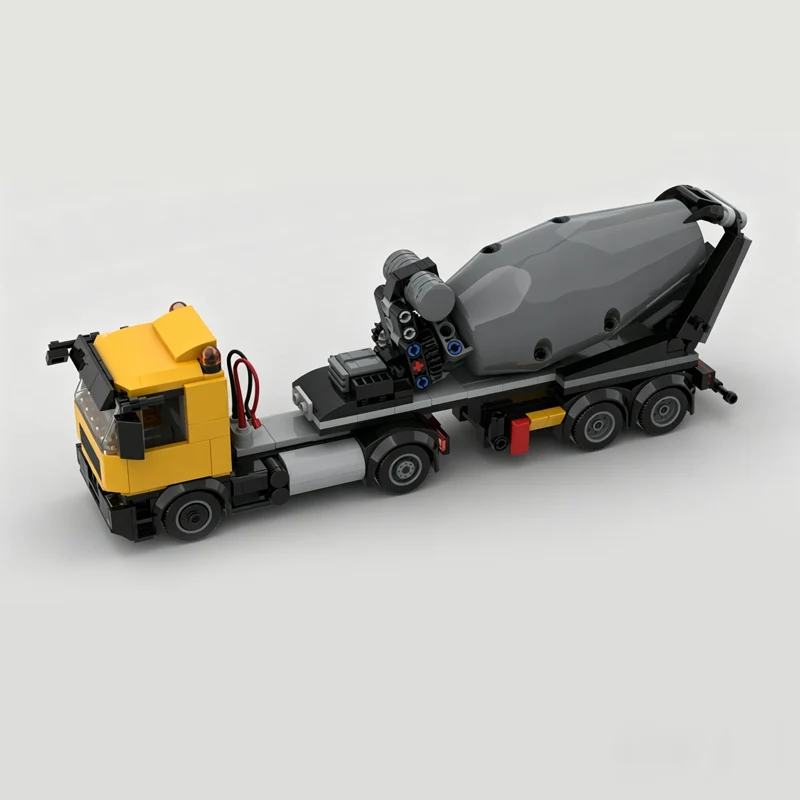 City Car Model MOC Building Bricks Yellow Concrete Mixer Truck Modular Technology Children Holiday Gifts Assemble Toys Suit