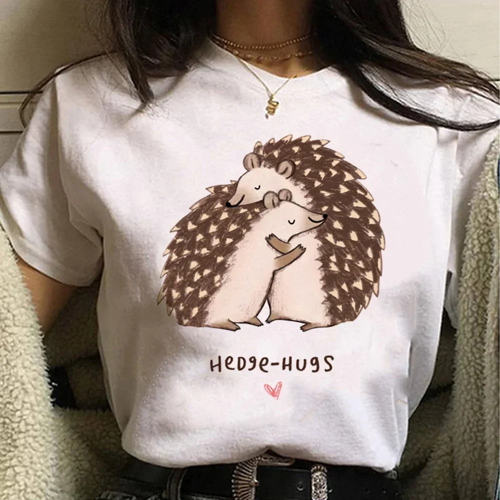 Hedgehog t-shirts women comic summer t shirt girl funny Japanese clothes