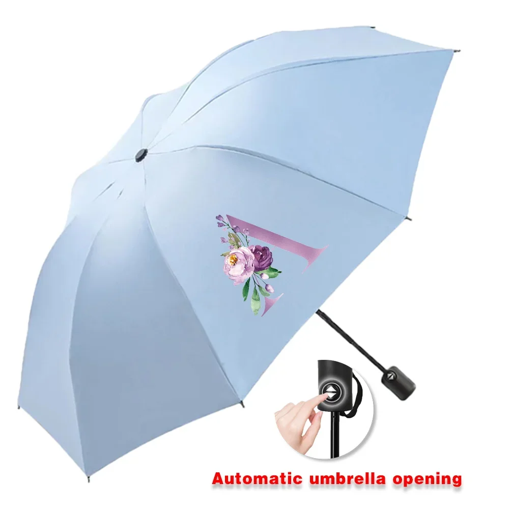 Sun Rain Umbrellas Collapsible Fully Automatic Protection Increased Thickness Windproof Compact Travel Essentials Purple