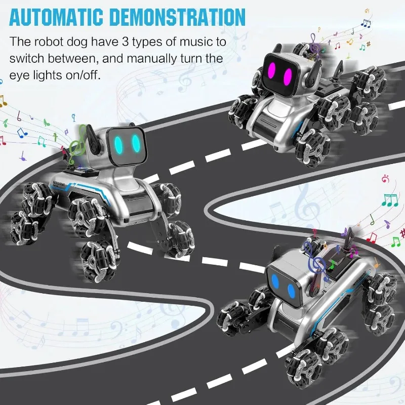 Robot Dog, auto RC Stunt per cani telecomandate da 2,4 Ghz con musica e luce, regali di compleanno per adulti
