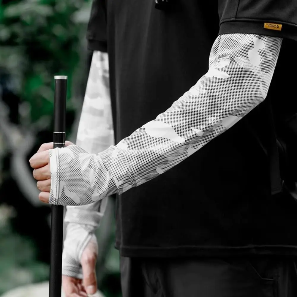 

Fashion Ice Silk Men's Sunscreen Sleeves Breathable Anti-UV Fishing Sleeves Arm Sleeves Cycling