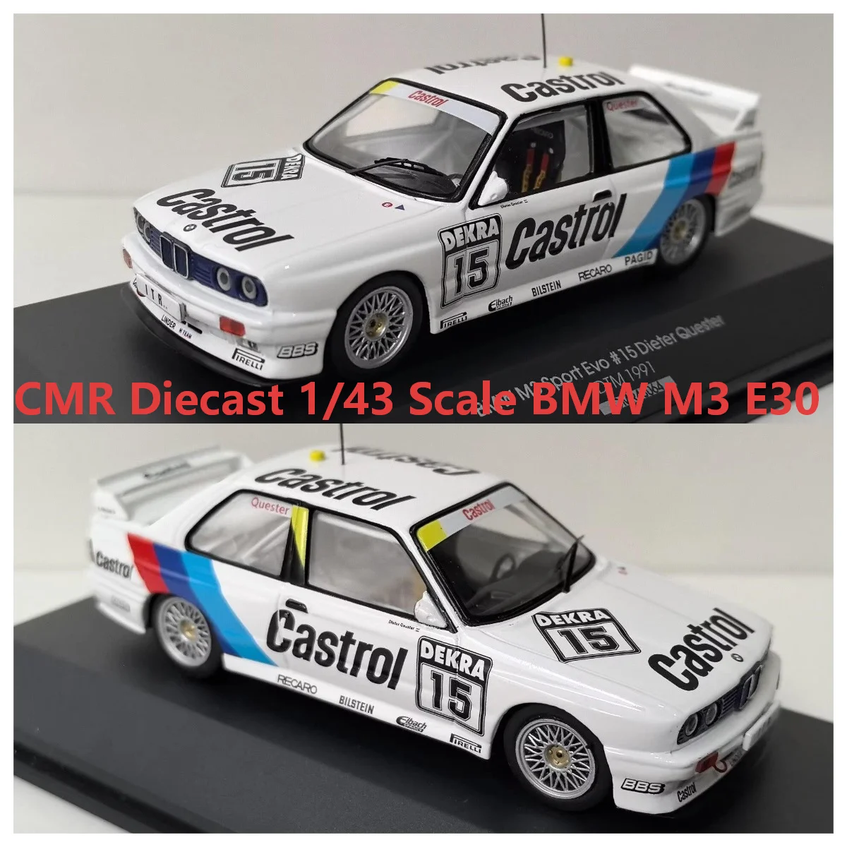 CMR Diecast 1/43 Maßstab BMW M3 E30 SPORT EVO # 15 1991 DTM 2q Legierungs-Automodell