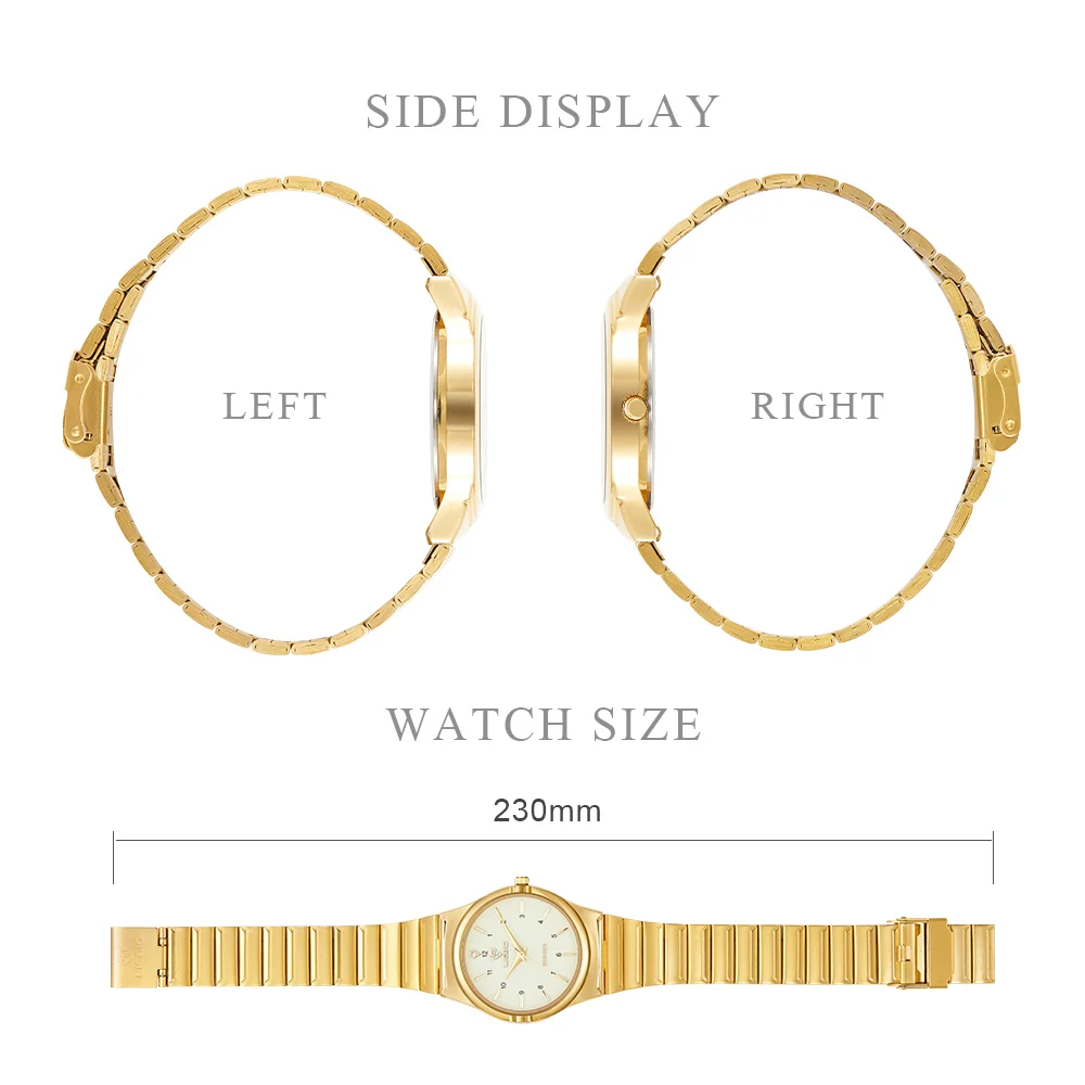 高級シンプルなカップルの腕時計クォーツムーブメント愛好家腕時計時計フルスチールストリップ腕時計女性カジュアル防水