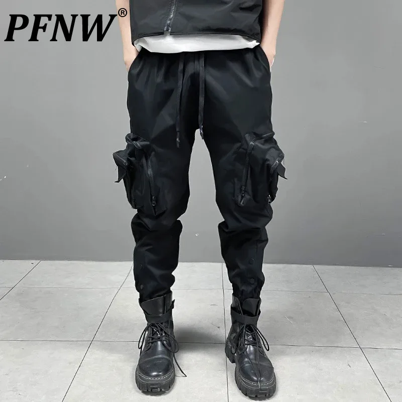 

PFNW Functional Design Men's Pants Loose Three-dimensional Big Pockets Binding Leg Solid Color Male Trousers Autumn New 12C802