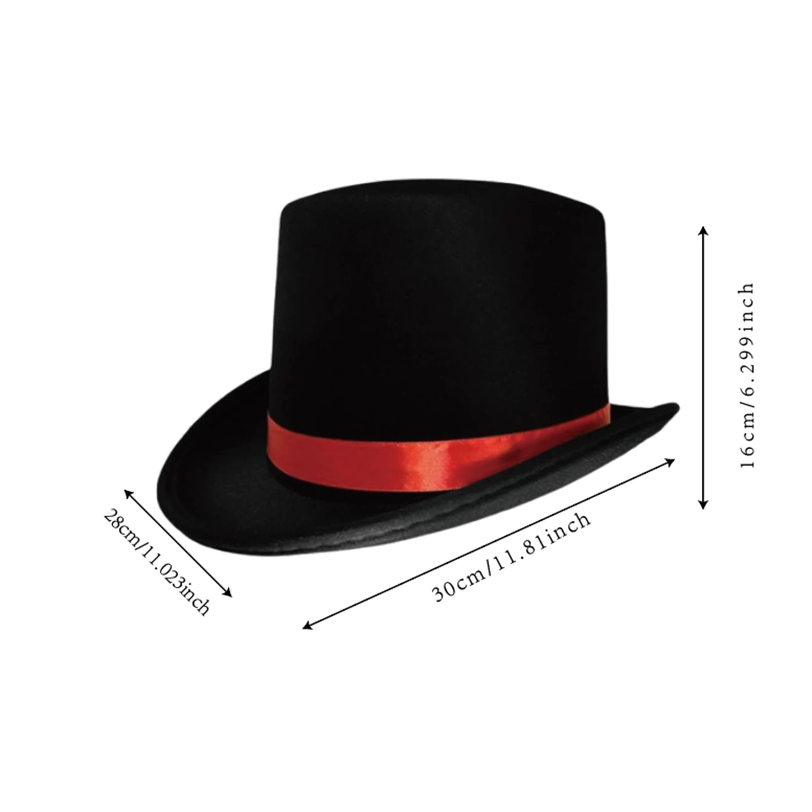 Zylinder für Erwachsene Deluxe Smoking Hut Kostüm Zauberer Hut mit Band für Männer und Frauen Cosplay Zubehör
