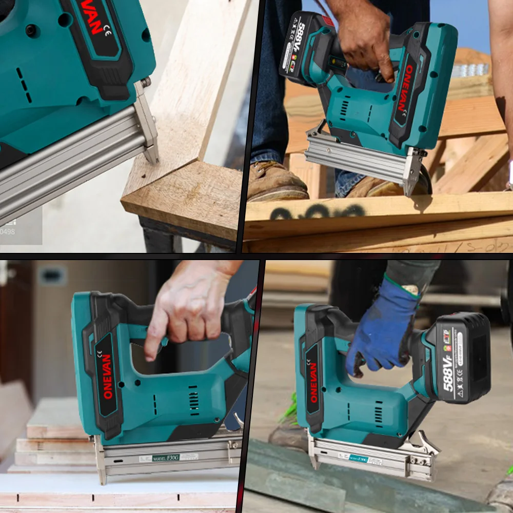ONEVAN F30G Electric Nail Gun Nailer Stapler Framing Nailer Tacker Furniture Staple Gun Power Tool For Makita 18V Battery Pin