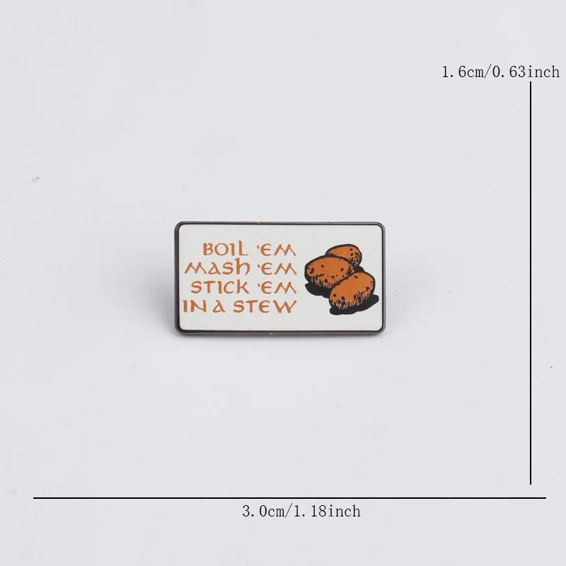 The Lord of the Rings Potato Mashed and Stewed Brooch, Funny Badge Accessory.