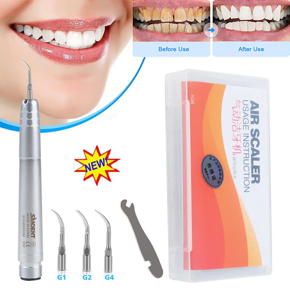 Nsk Style Dental Hygienist Ultrasonic Air Scaler Handpiece Sonic Perio Teeth Scaling 2Hole+3pcs Tips G1 G2 G4