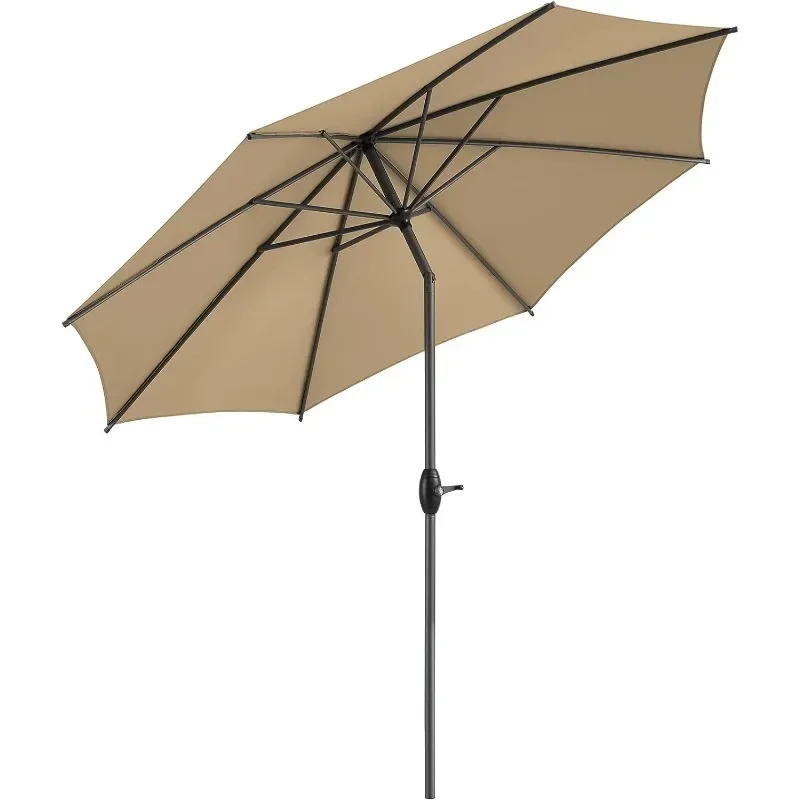 

9 FT Patio Umbrella, Outdoor Table Umbrella with Push Button Tilt, 8 Sturdy Ribs, UV Protection