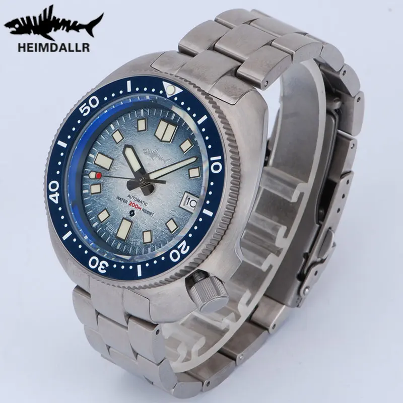 Heimdallr Turtle Sports Diver Watch Mens Titanium Sapphire Crystal 200M Waterproof Luminous NH35 Automatic machinery Wristwatche