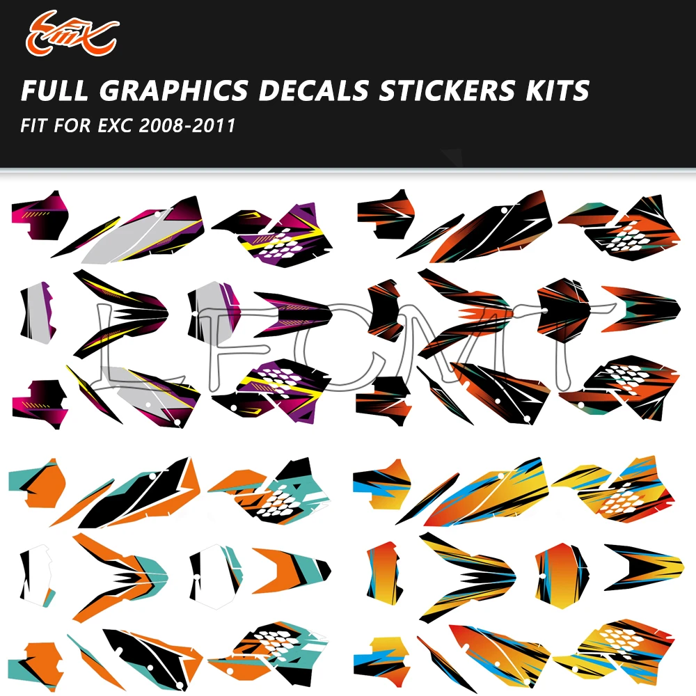 

Fit for EXC EXCF XCF 200 250 300 350 450 500 530 2008 2009 2011 Motorcycle Background Stickers Full Fairing Graphic Decals Kit