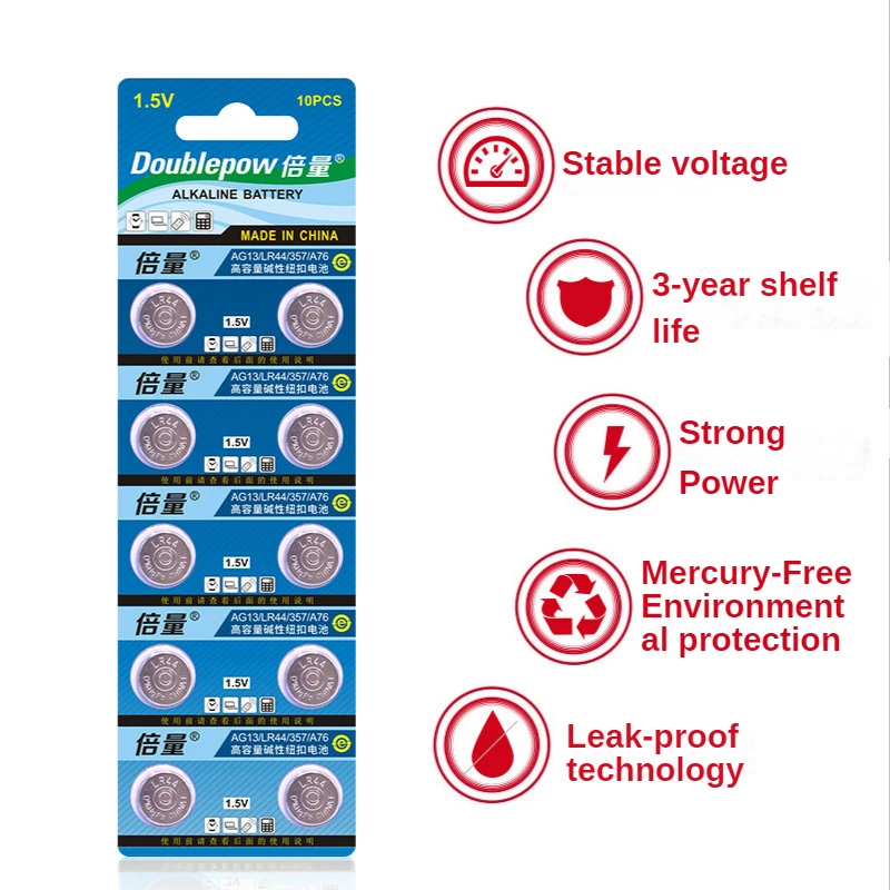 Doublepow AG13 LR44 303 357 11.6*5.4mm Pilhas Alcalinas 1.5V Para Calculadora Relógio De Brinquedo Relógio Baterias Eletrônicas
